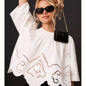 Anthropologie Forever That Girl Scalloped Eyelet Blouse MP